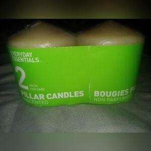 Cream Pillar Candles - 2 Pack